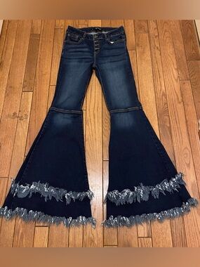 Lucky & Blessed Straight Leg Mid Rise Flair Denim Jeans Size 6